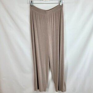 CHICO'S TRAVELERS Size 2 (Large) Beige Pants Slinky Elastic Waist Stretchy Lined